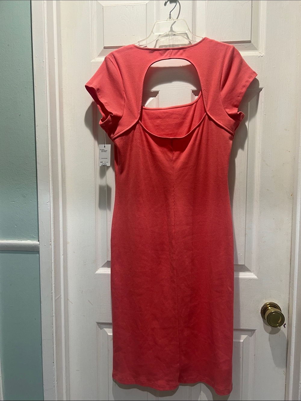 Nine West Coral Pink Cutout Midi Dress NWT - Picture 7 of 11